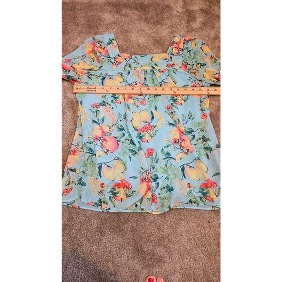 Lauren Conrad Size Small S Blouse Summer Time Boho Beach Floral Tunic Top Shirt - Picture 8 of 9